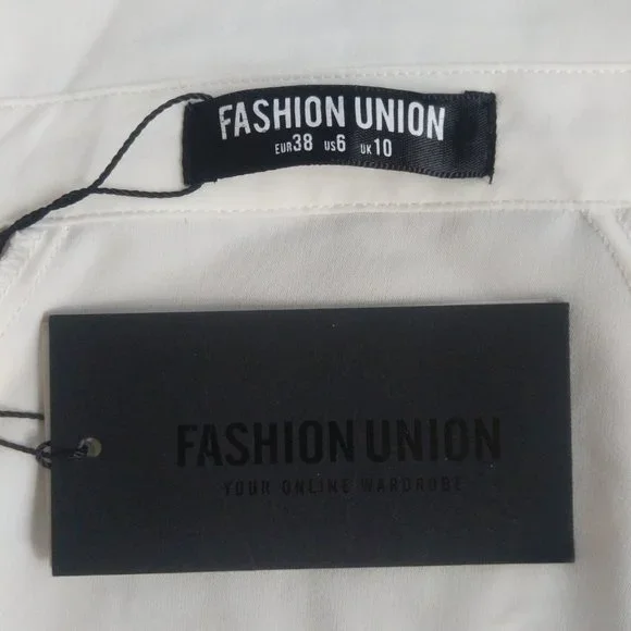 NWT Fashion Union Cream Women's Blouse Size 6 - Picture 3 of 3